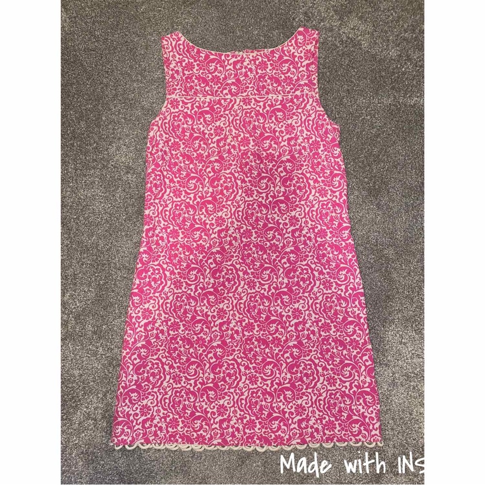 Vintage Lilly Pulitzer Sophia Headmaster Jacquard Pink Shift Dress Size 6
